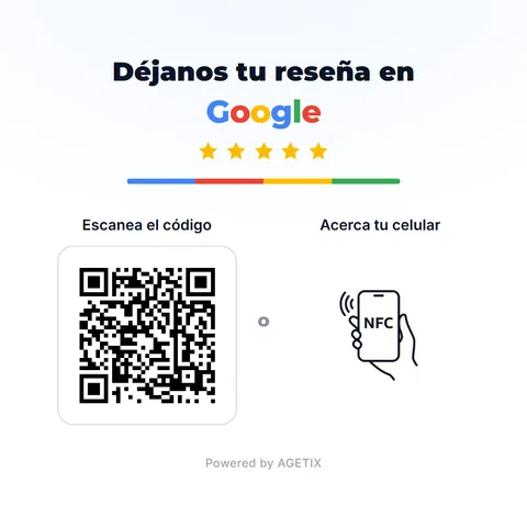 Ficha AGETIX Placa con mano, Placa blanca · QR + NFC