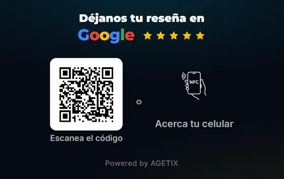 Ficha AGETIX Tarjeta con mano, Tarjeta negra · QR + NFC